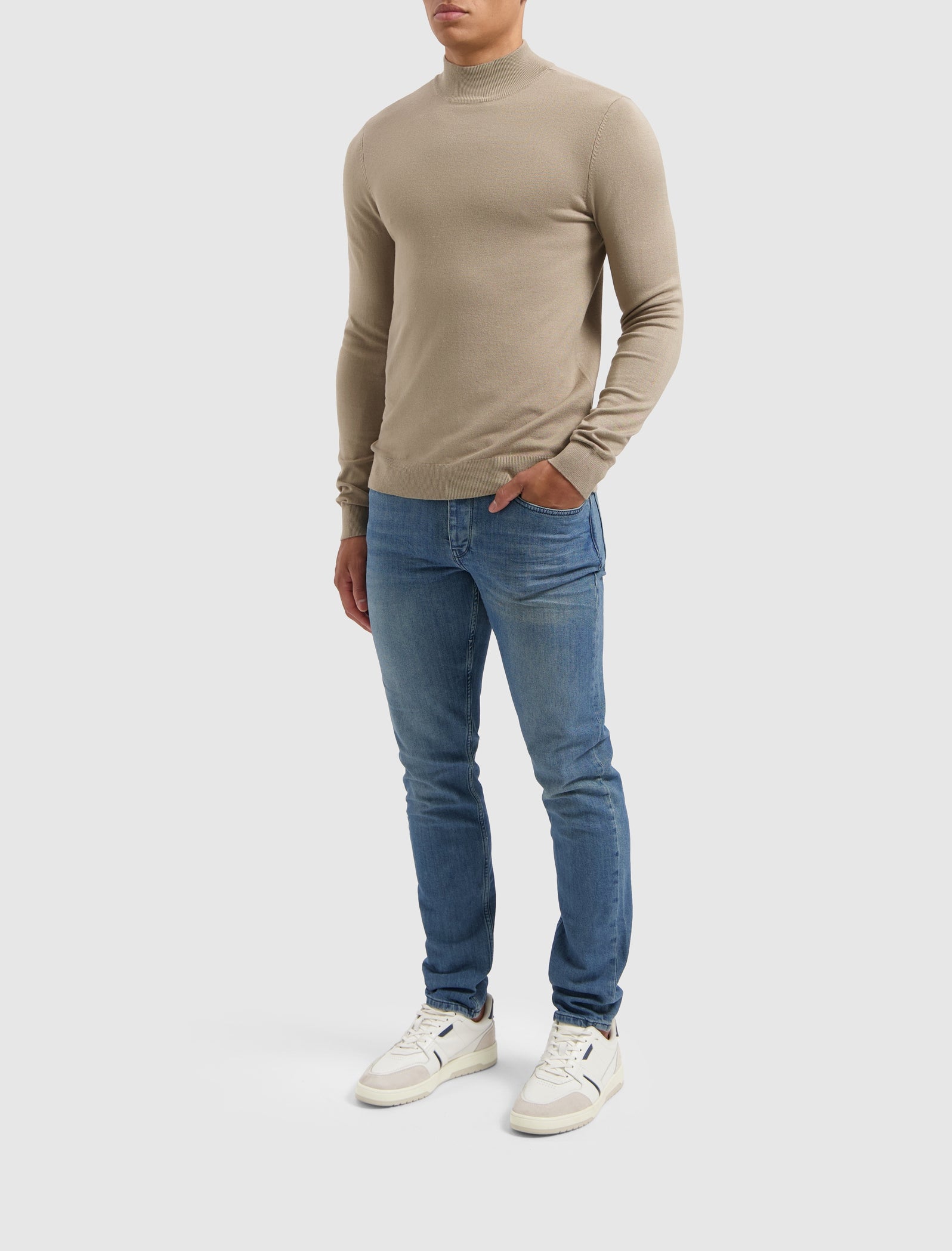 Essential Knitwear Mockneck Sweater | Taupe