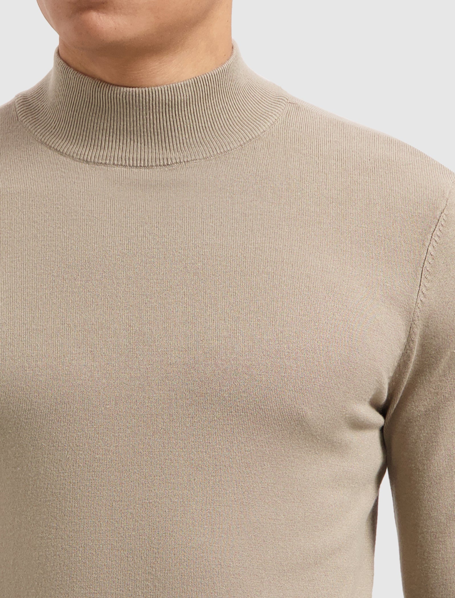 Essential Knitwear Mockneck Sweater | Taupe