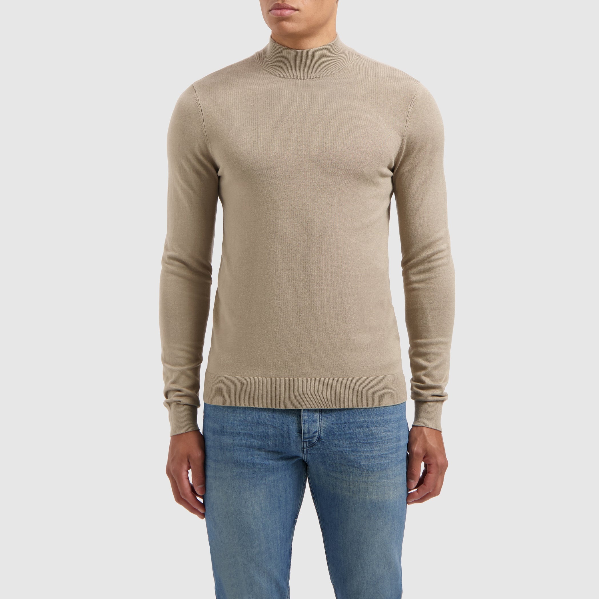 Essential Knitwear Mockneck Sweater | Taupe