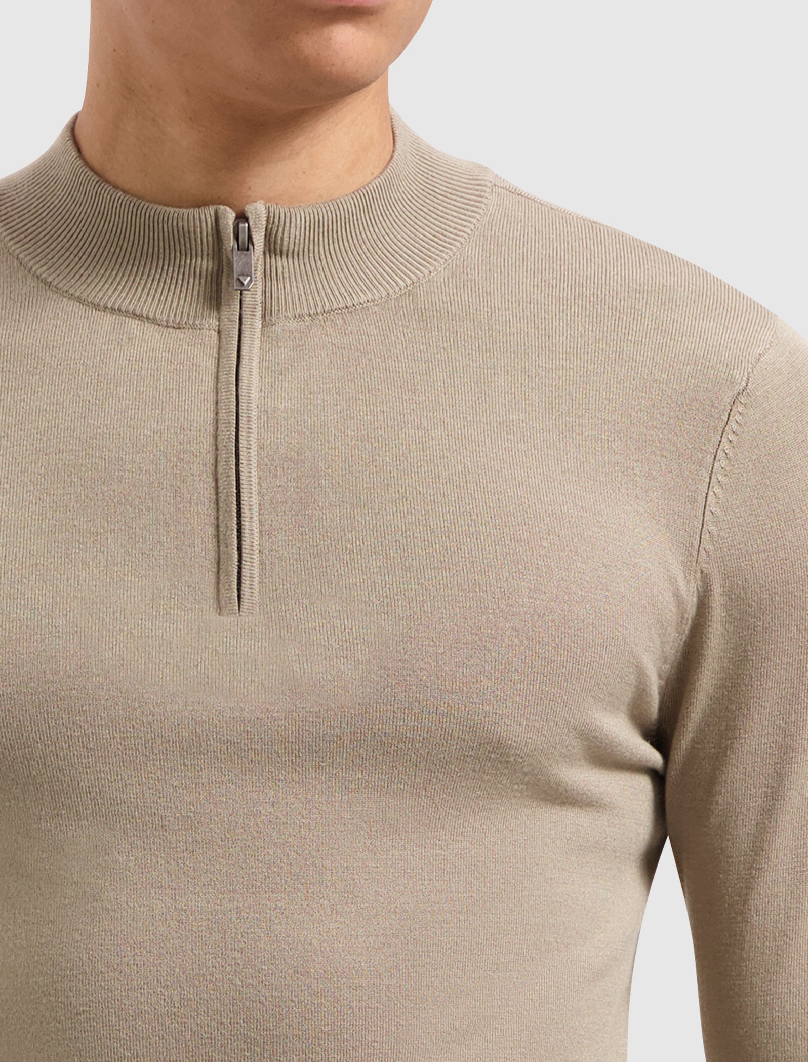 Essential Knitwear Halfzip Sweater | Taupe