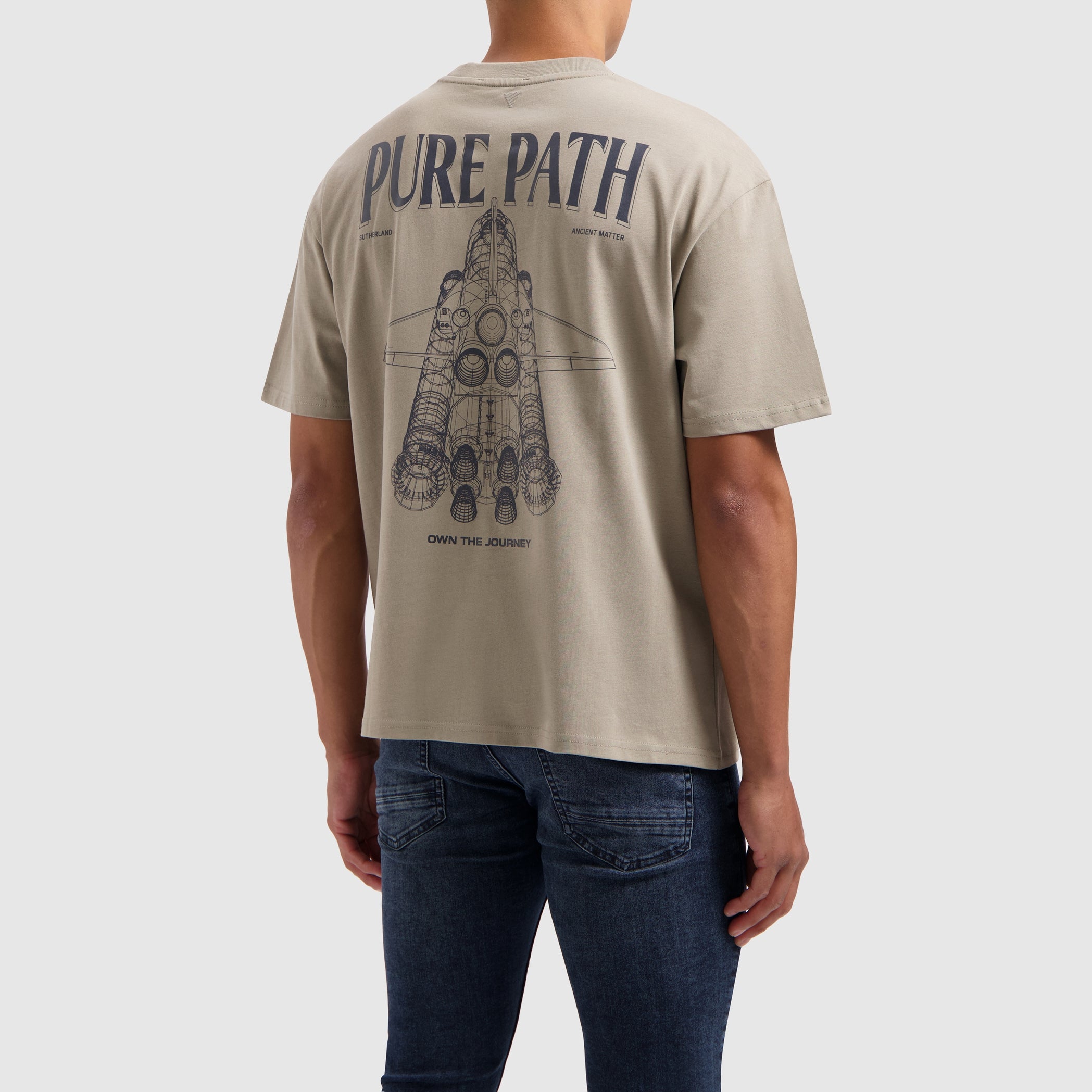 Space Shuttle 3D Blueprint T-shirt | Taupe