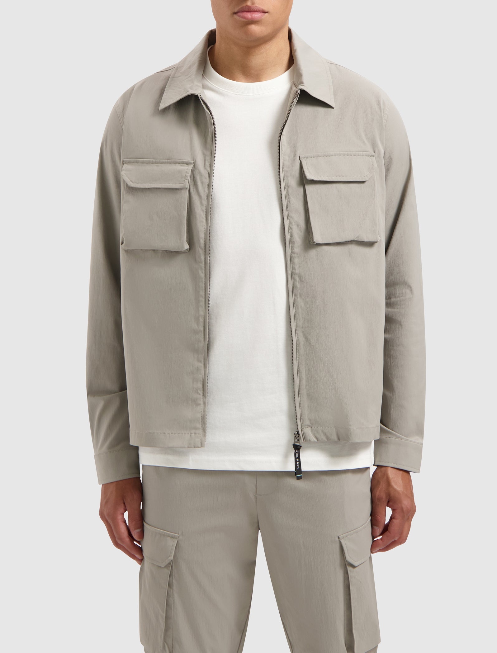 Crêpe Stretch Overshirt | Taupe