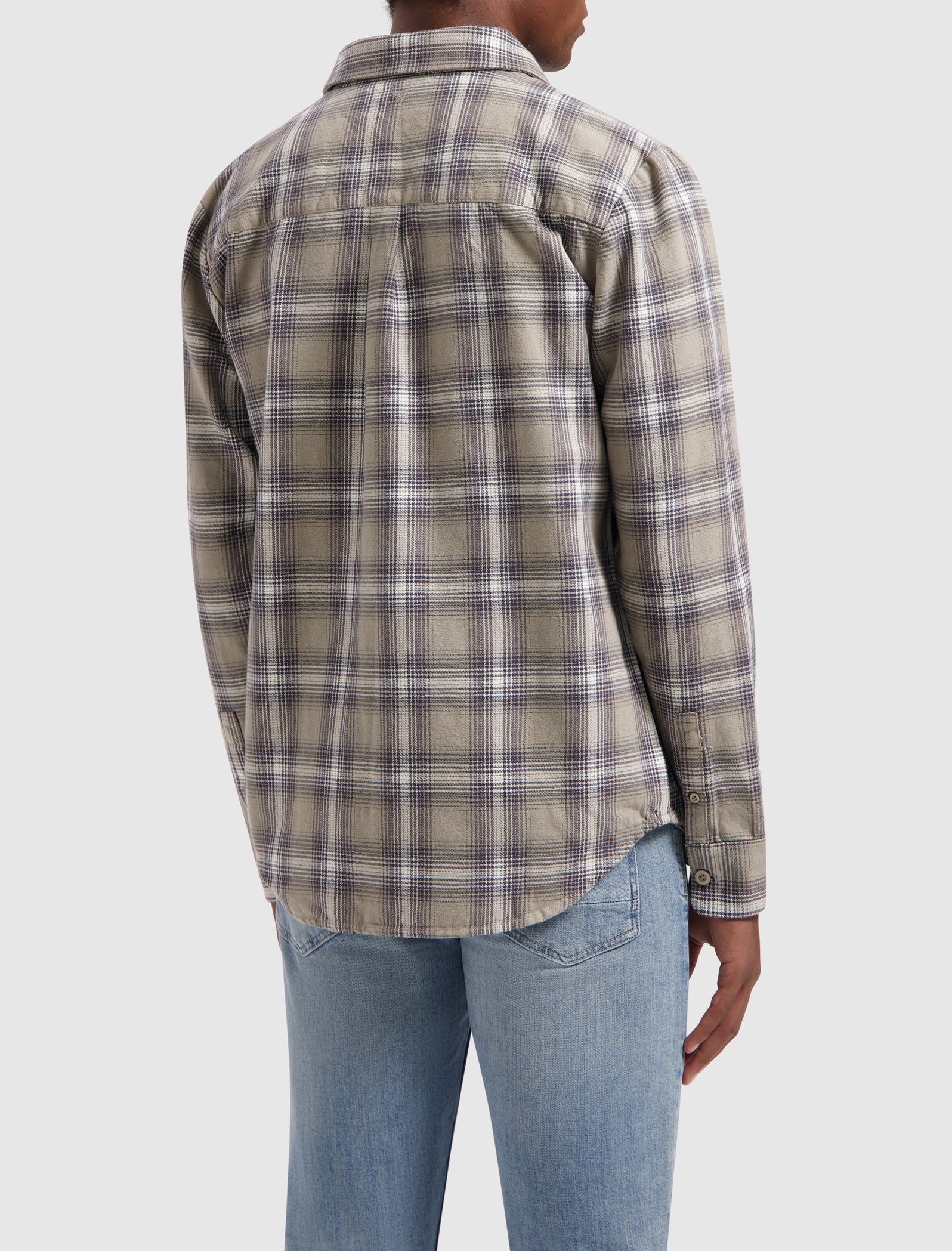 Twill Checked Overshirt | Taupe