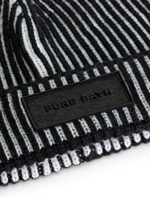 Two-tone Ribbed Beanie | Black