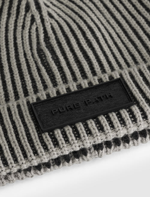 Two-tone Ribbed Beanie | Taupe