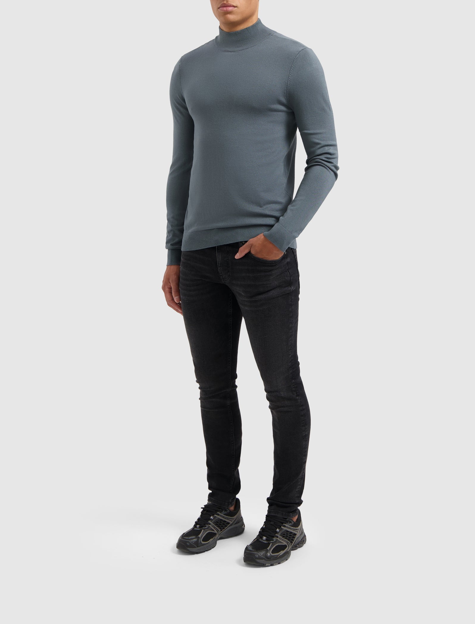 Essential Knitwear Mockneck Sweater | Blue