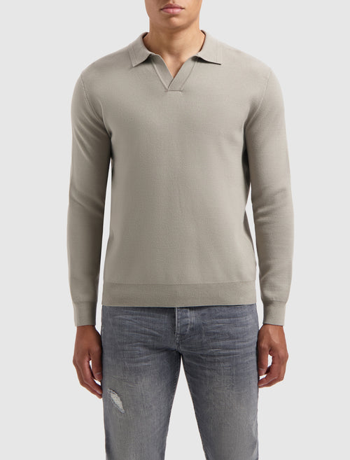 Buttonless Polo Knitwear | Taupe