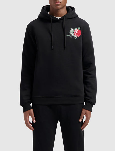 Single Rose Hoodie Black Pure Path