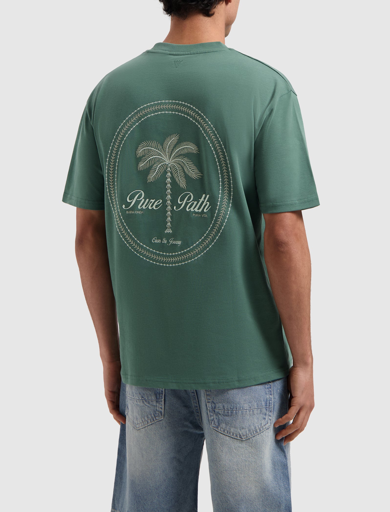 Stitched Paradise T-shirt | Faded Green