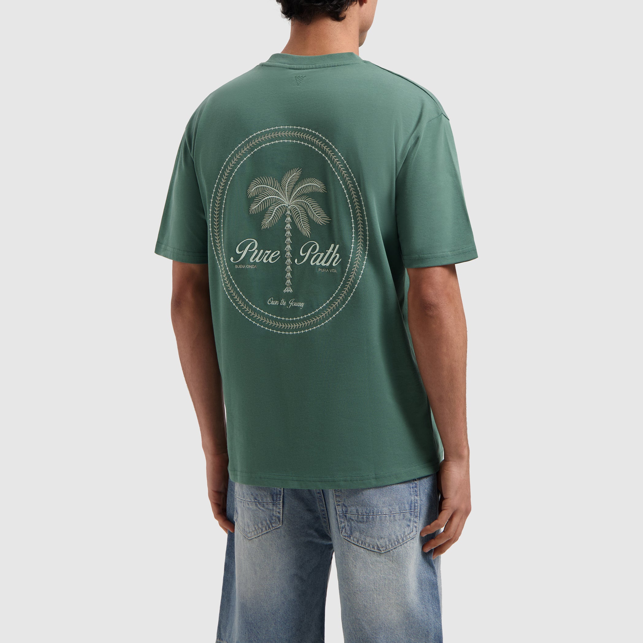 Stitched Paradise T-shirt | Faded Green