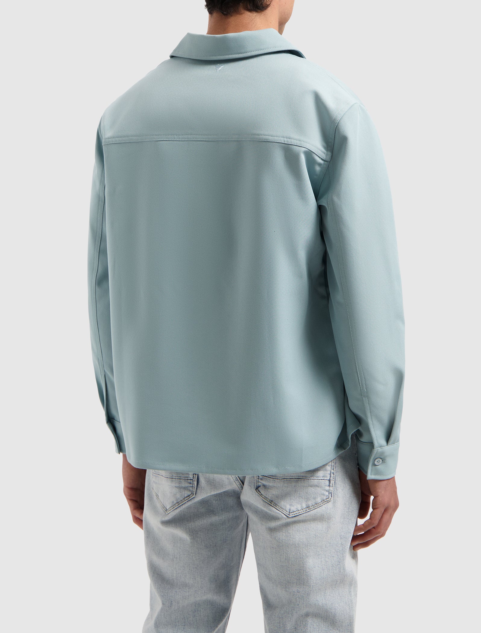 Cursive Embroidery Shirt | Blue Grey