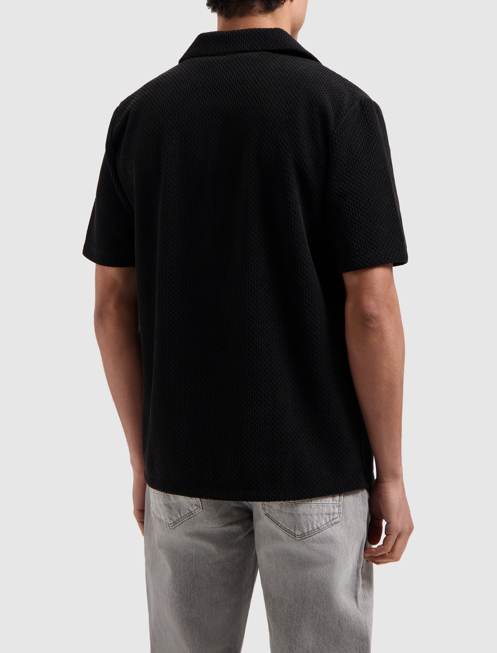 Short Sleeve Honeycomb Shirt | Black