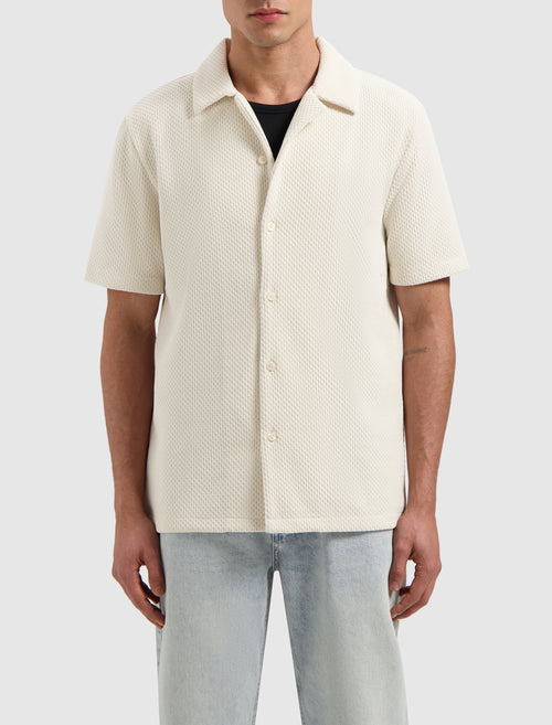 Short Sleeve Honeycomb Shirt | Ecru