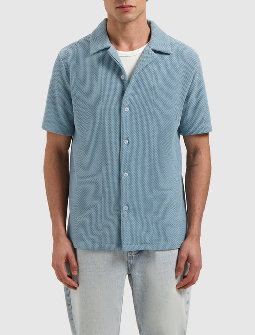 Short Sleeve Honeycomb Shirt | Blue Grey