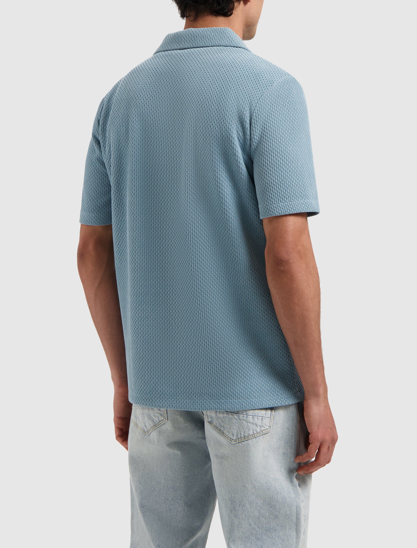 Short Sleeve Honeycomb Shirt | Blue Grey