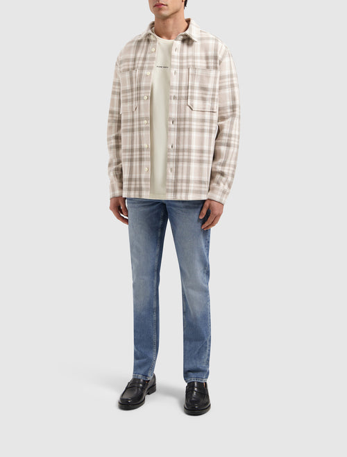 Heavy Twill Checked Shirt | Sand