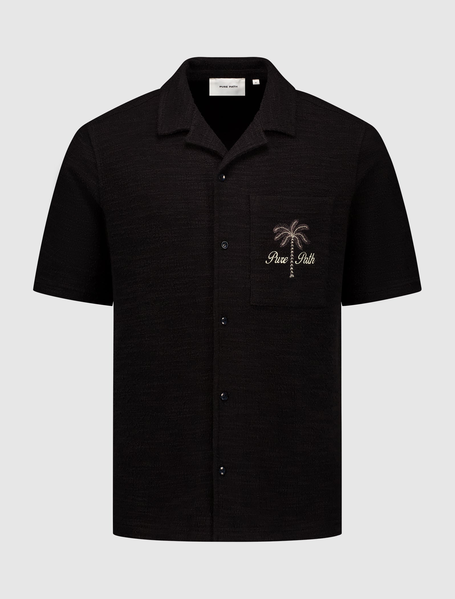 Short Sleeve Bouclé  Palm Shirt | Black