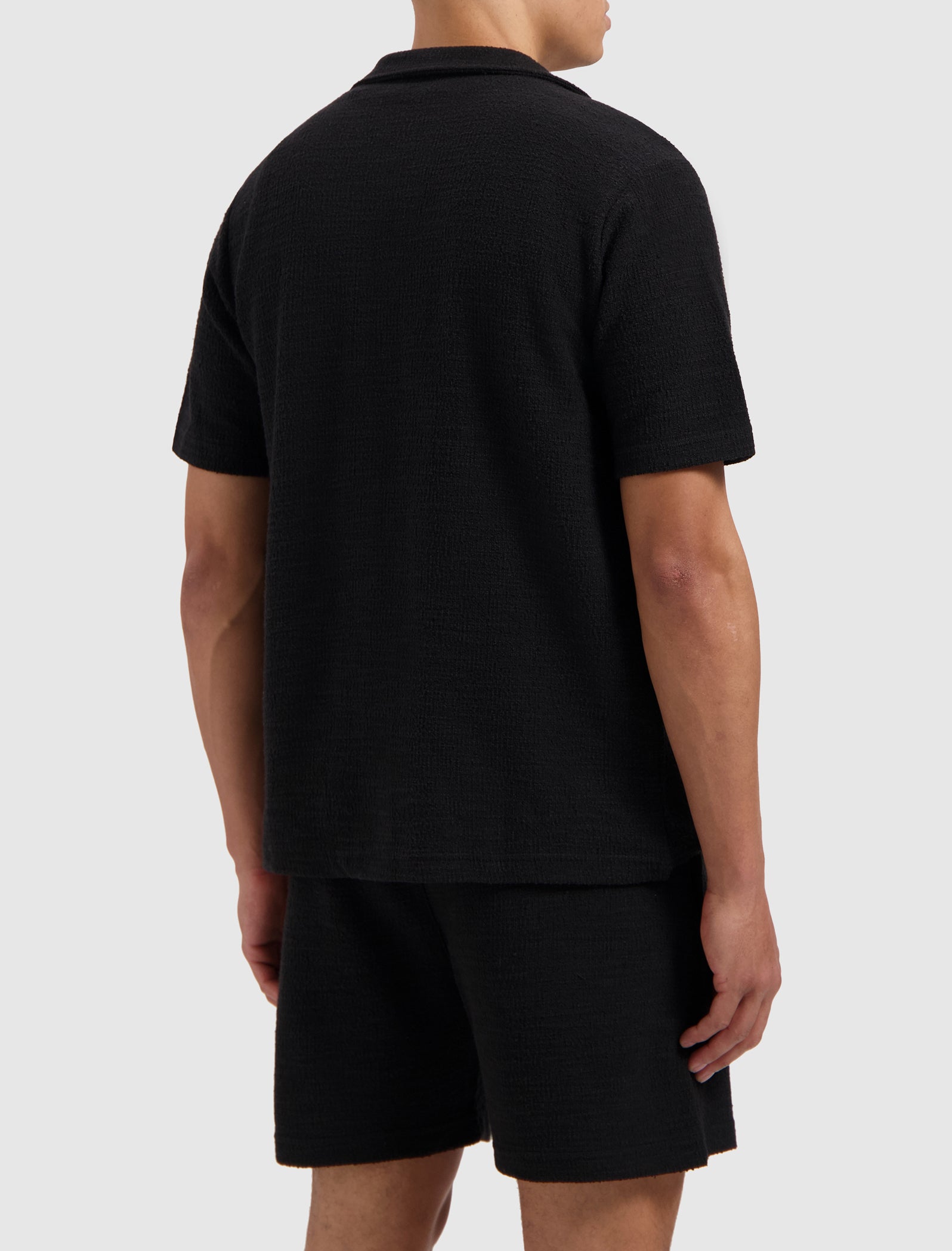 Short Sleeve Bouclé  Palm Shirt | Black