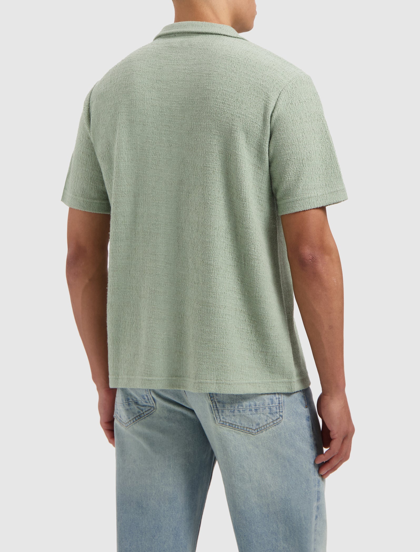 Short Sleeve Bouclé  Palm Shirt | Army Green