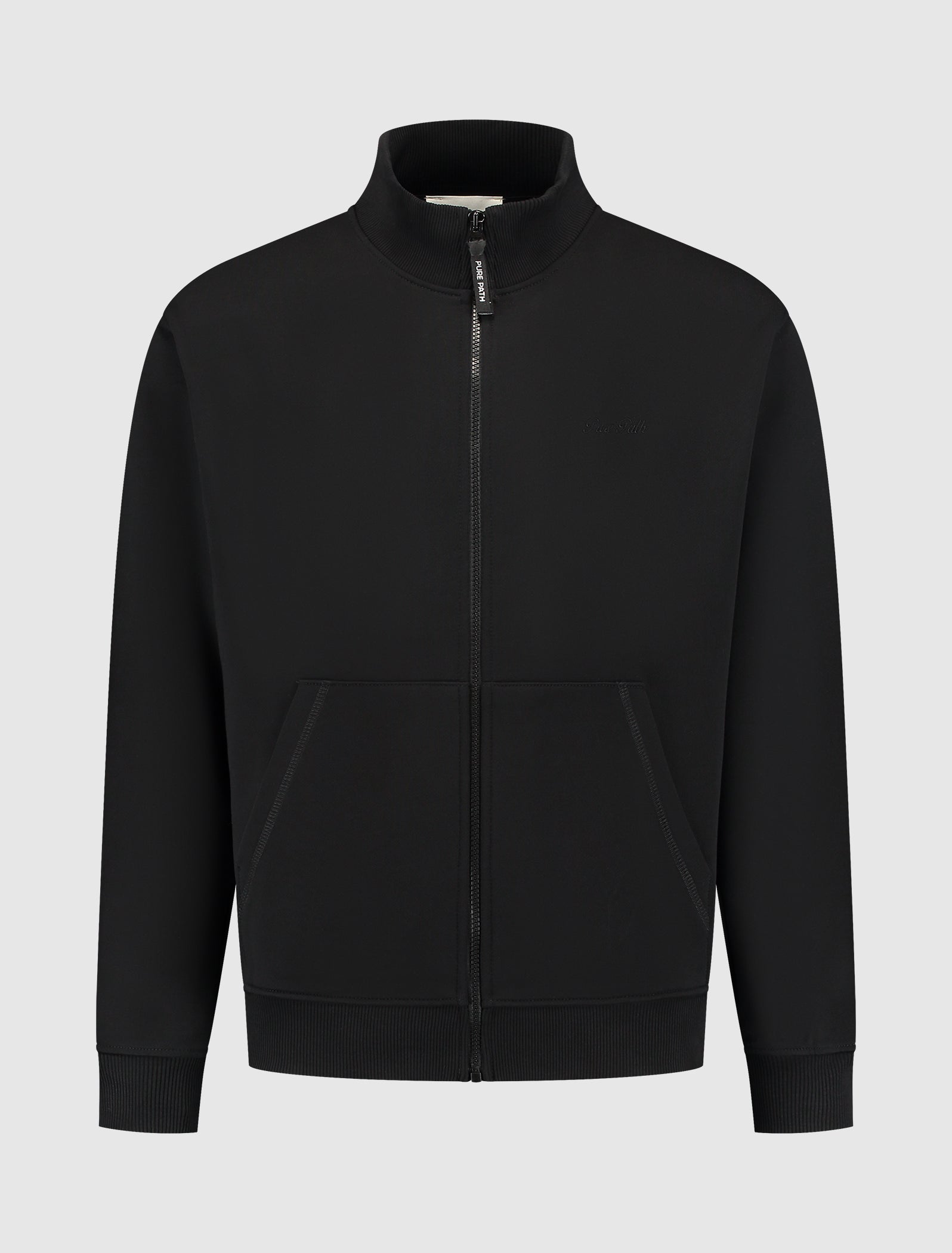 Stand-Up Collar Zip Sweater | Black