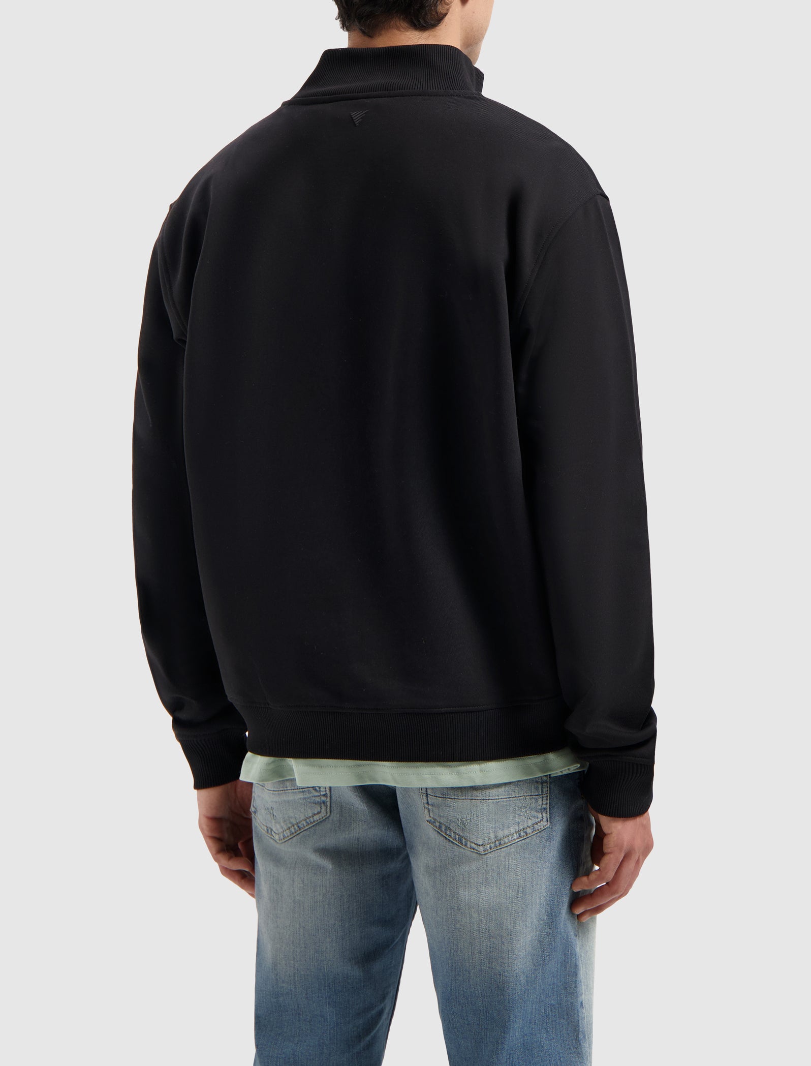 Stand-Up Collar Zip Sweater | Black