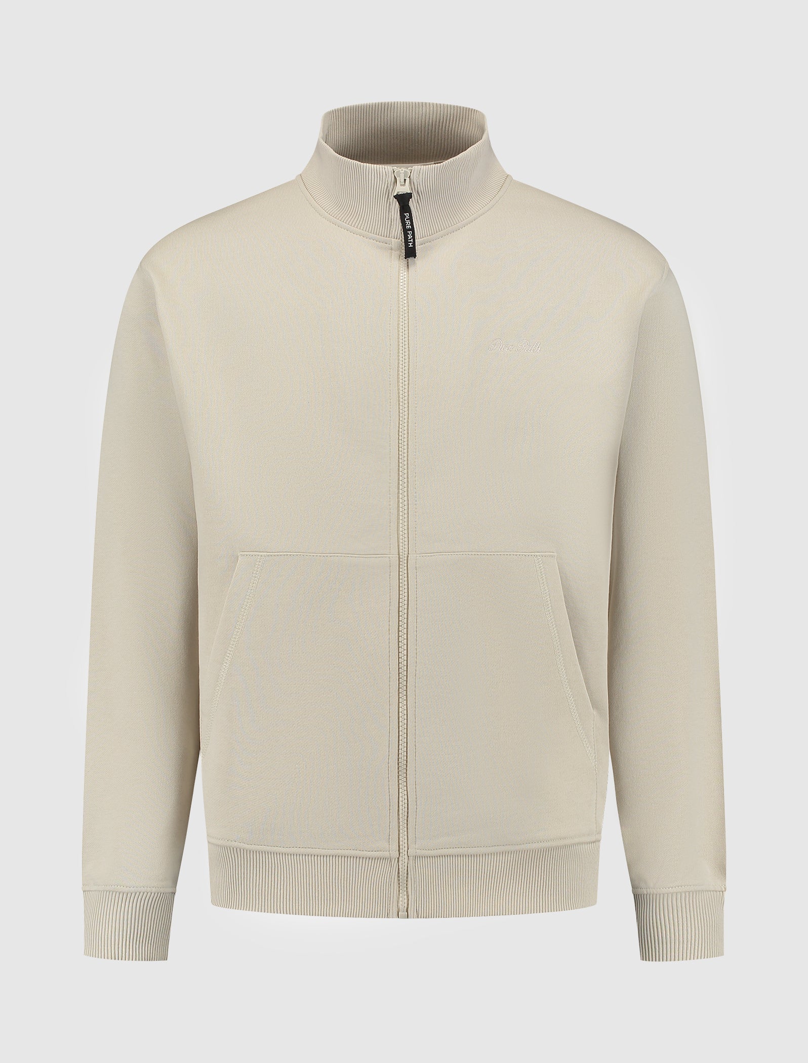 Stand-Up Collar Zip Sweater | Sand