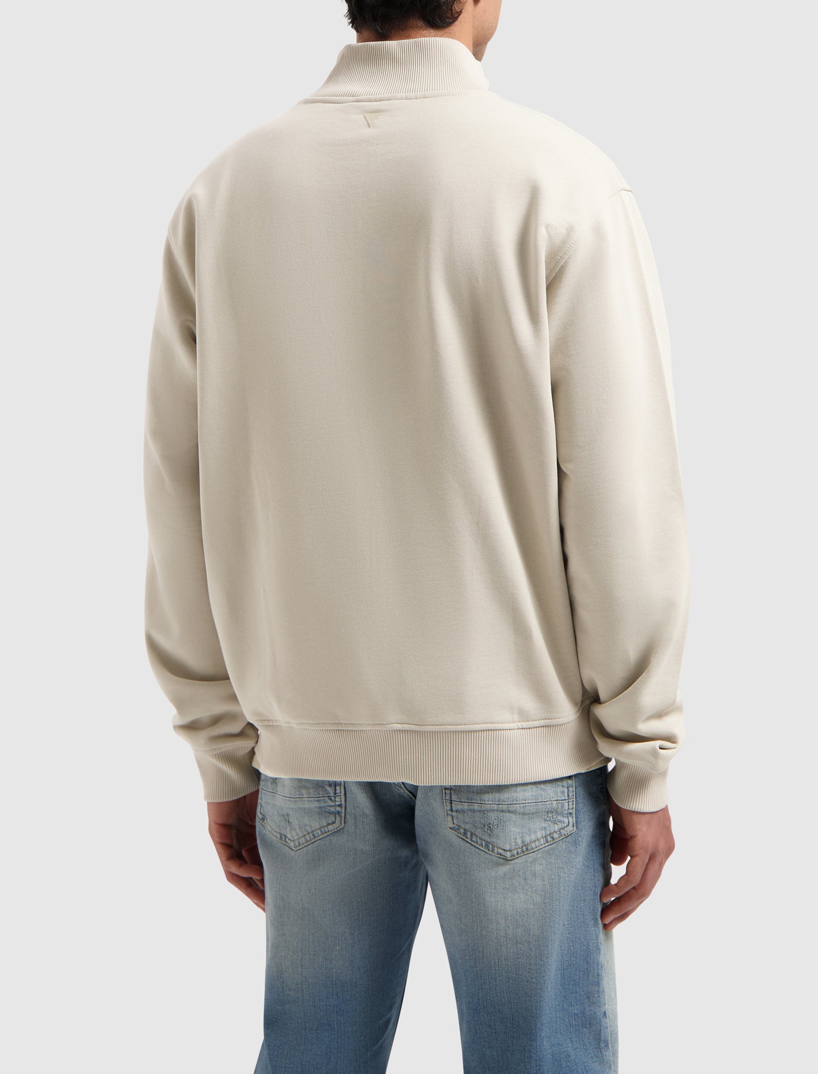 Stand-Up Collar Zip Sweater | Sand