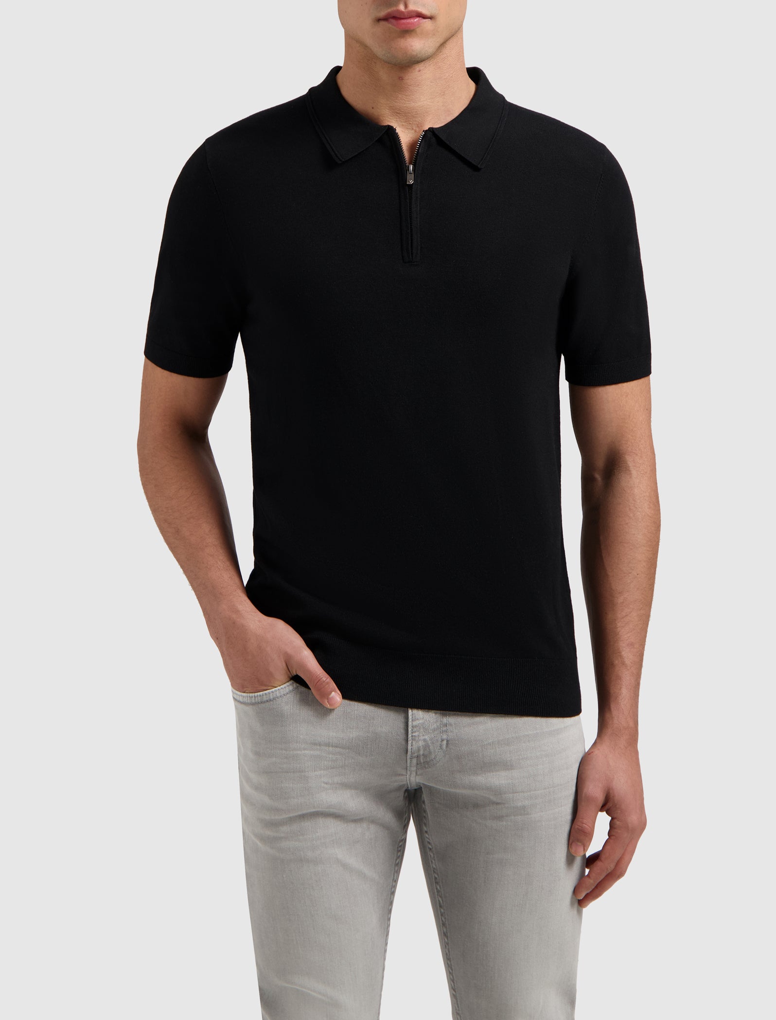 Half-zip Knitwear Polo | Black