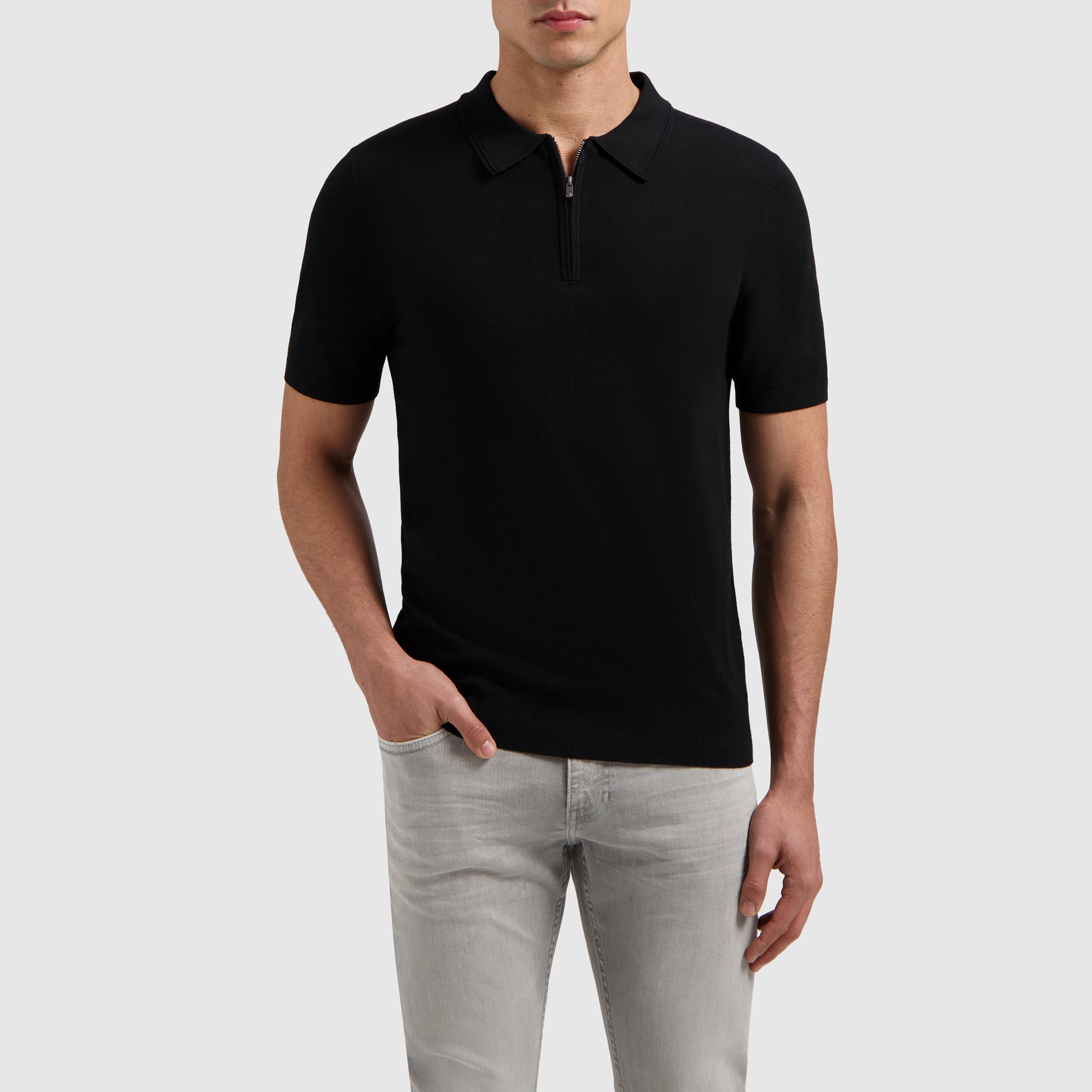 Half-zip Knitwear Polo | Black