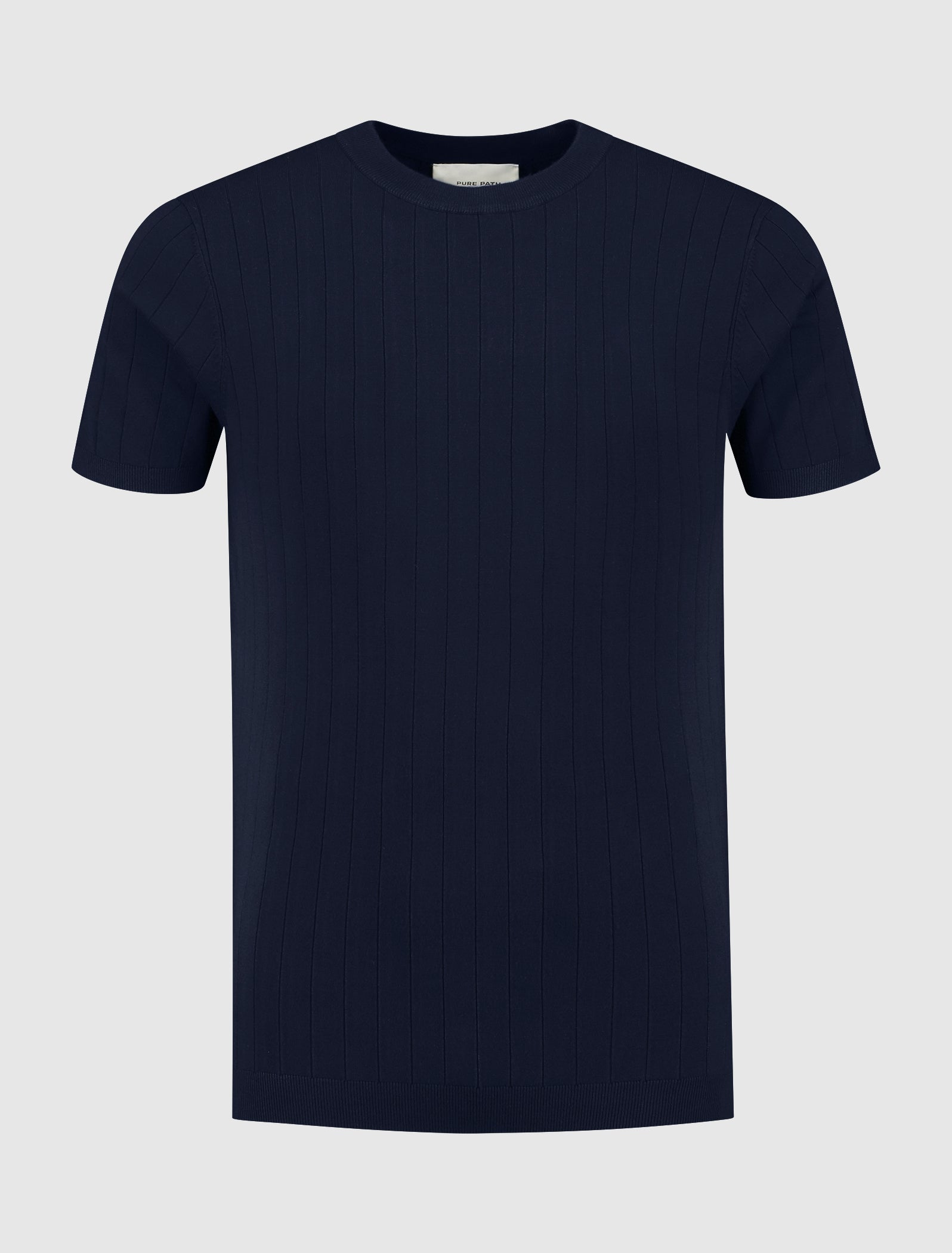 Vertical Striped Knitwear T-shirt | Navy