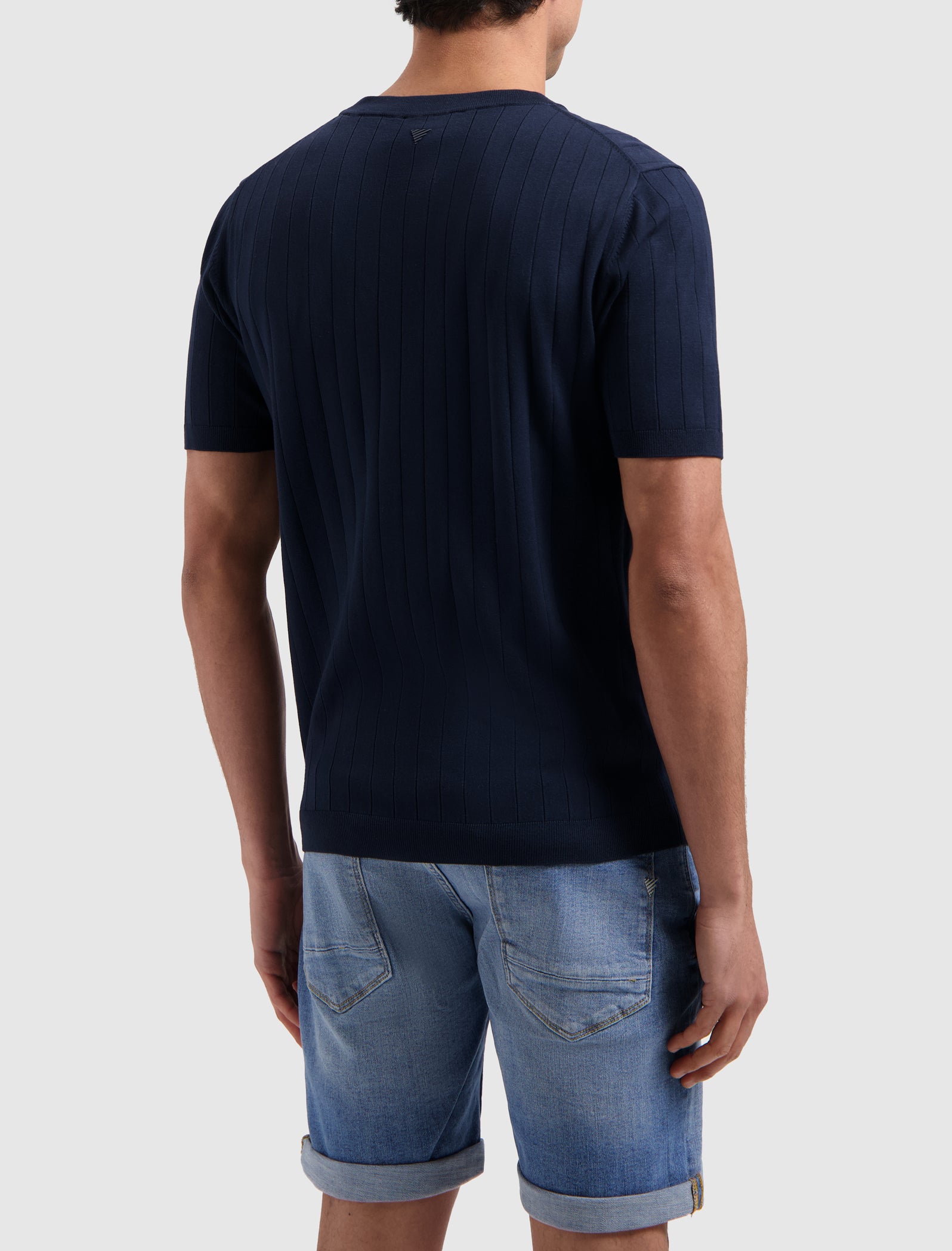 Vertical Striped Knitwear T-shirt | Navy