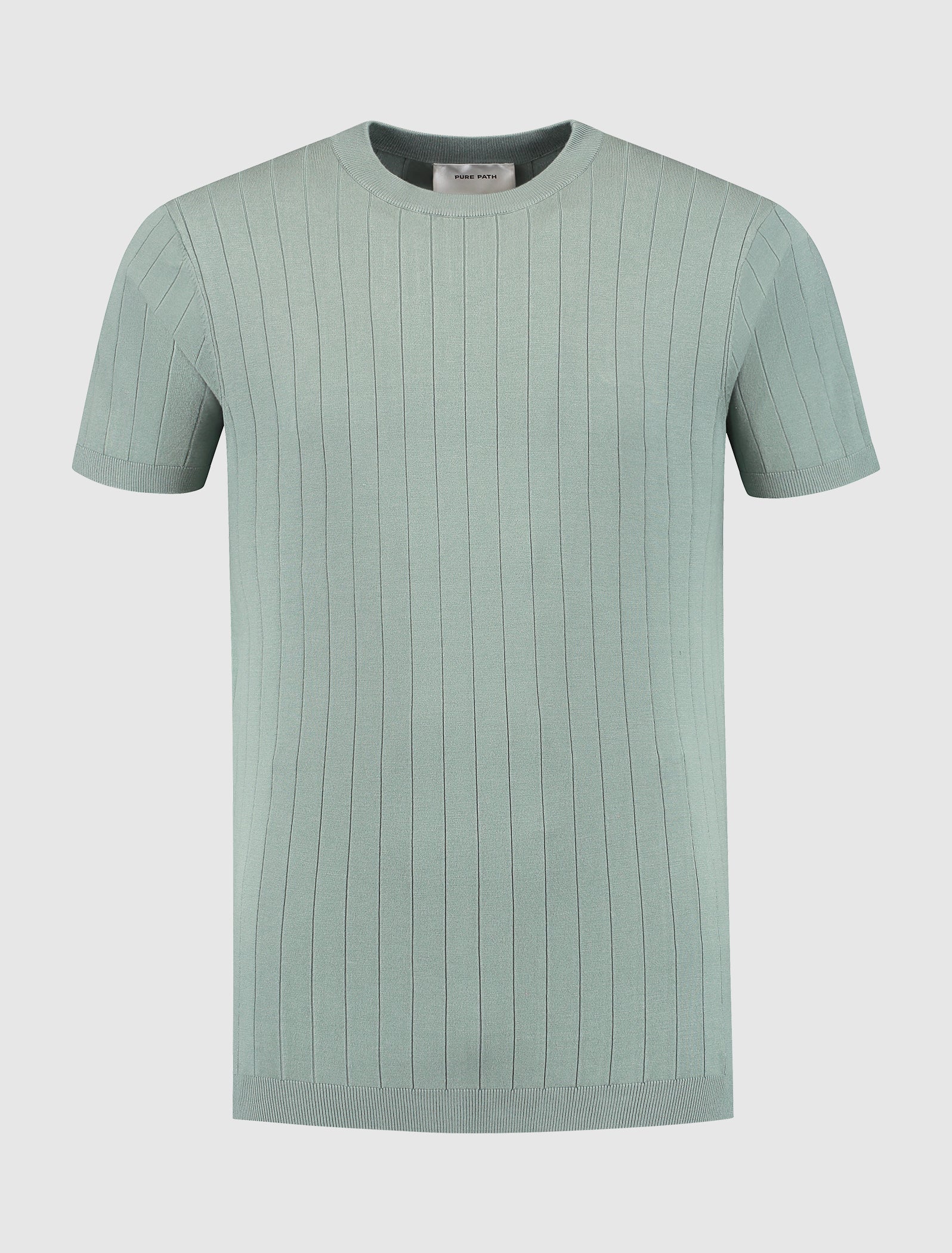 Vertical Striped Knitwear T-shirt | Army Green