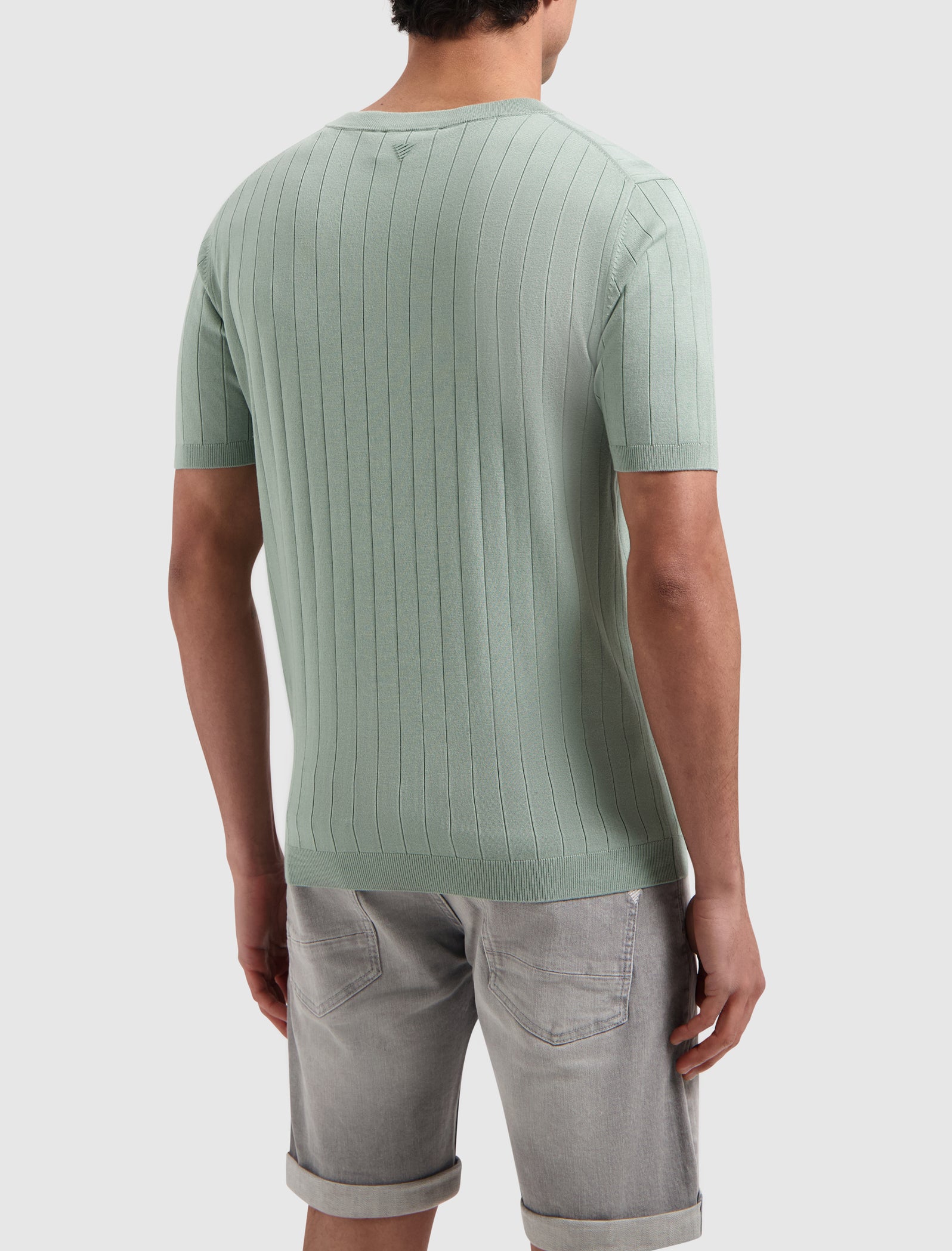 Vertical Striped Knitwear T-shirt | Army Green