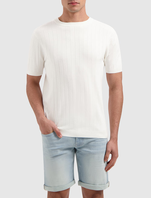 Vertical Striped Knitwear T-shirt | Off White