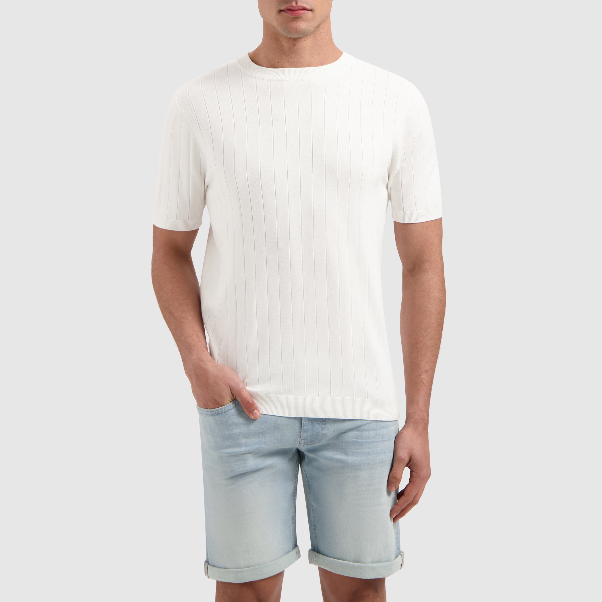 Vertical Striped Knitwear T-shirt | Off White