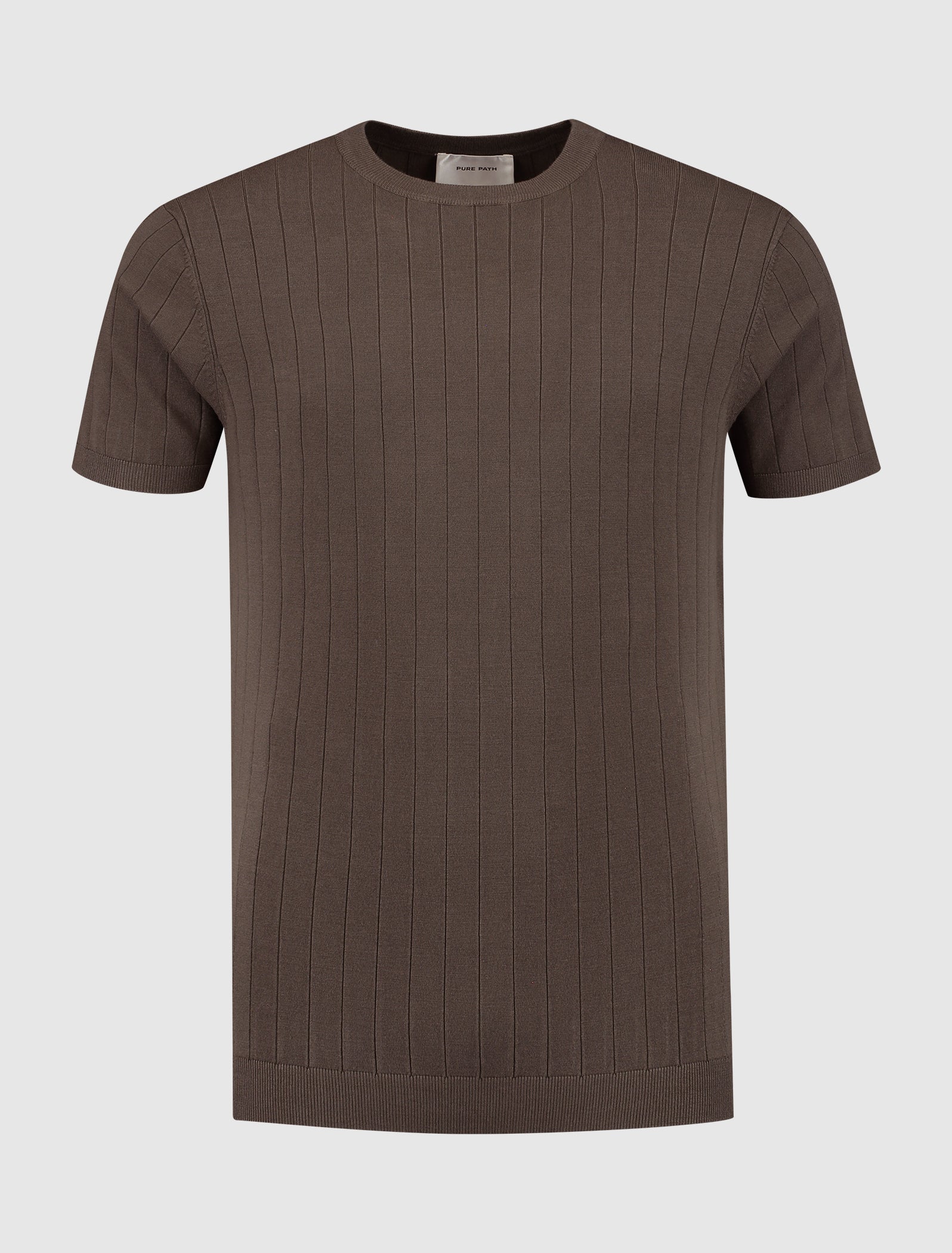 Vertical Striped Knitwear T-shirt | Brown