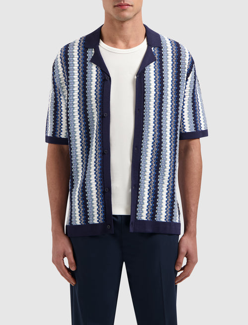 Ajour Knitwear Shirt | Navy