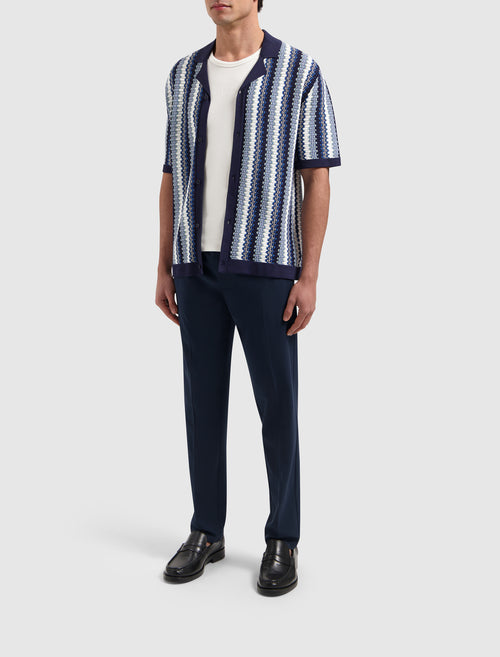 Ajour Knitwear Shirt | Navy