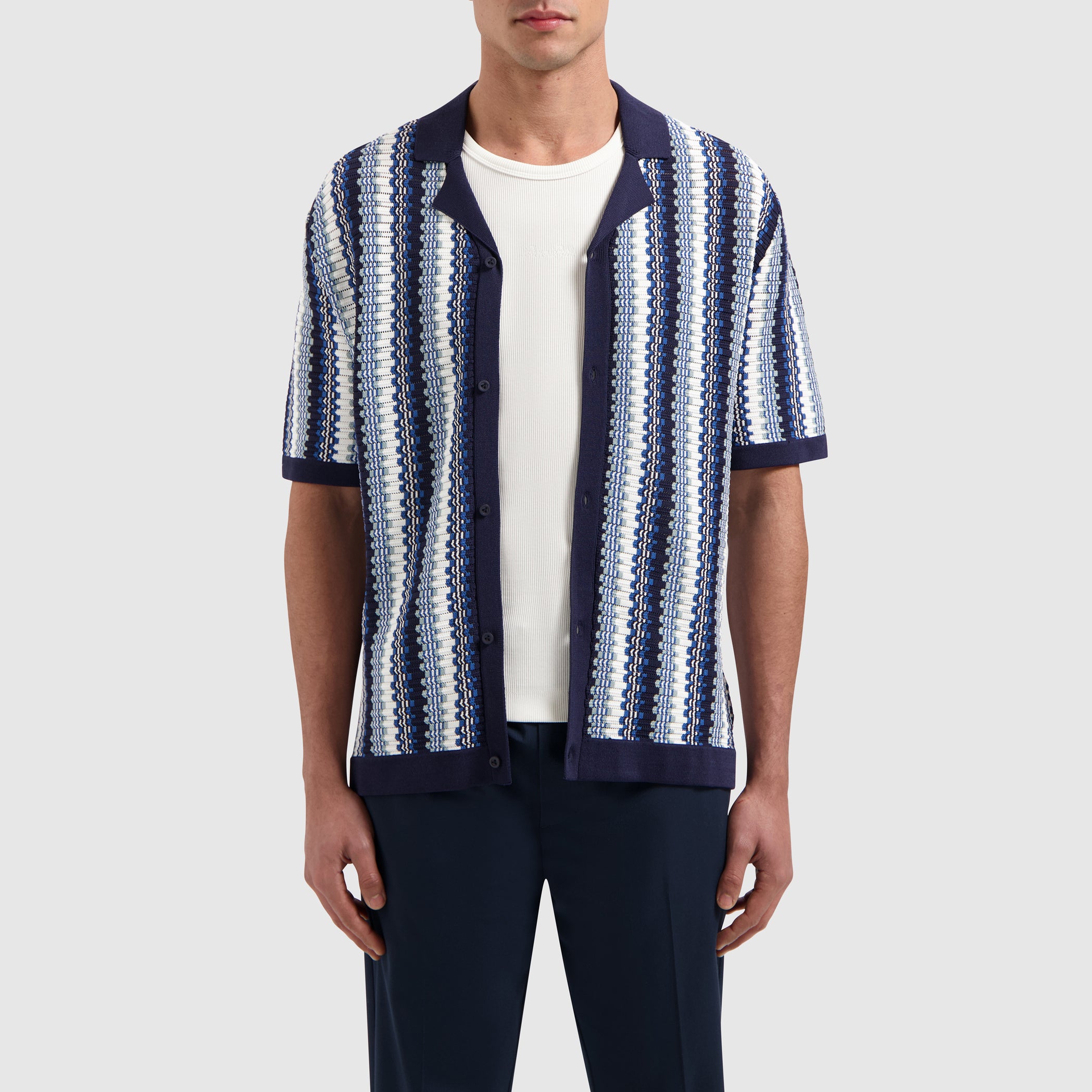 Ajour Knitwear Shirt | Navy