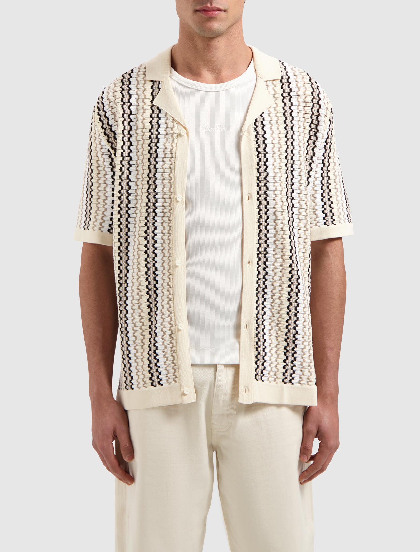 Ajour Knitwear Shirt | Sand