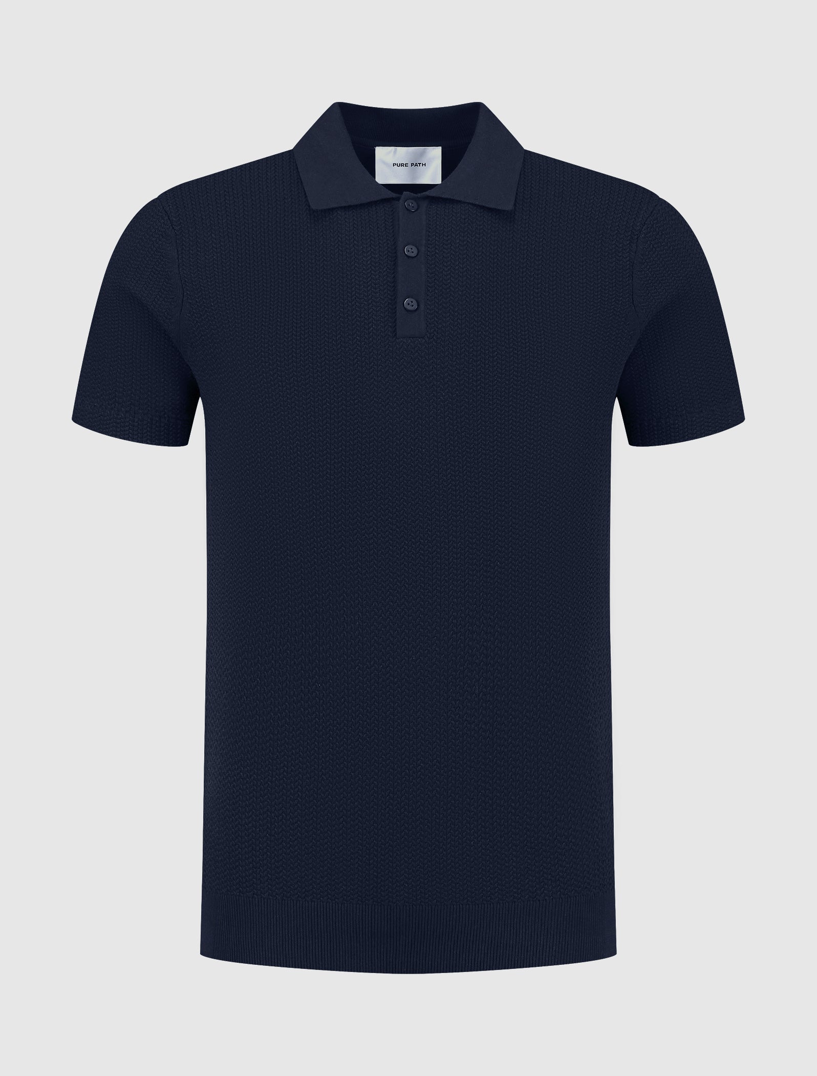 Braided Knitwear Polo | Navy