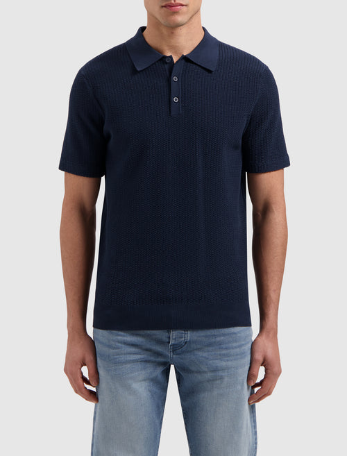 Braided Knitwear Polo | Navy