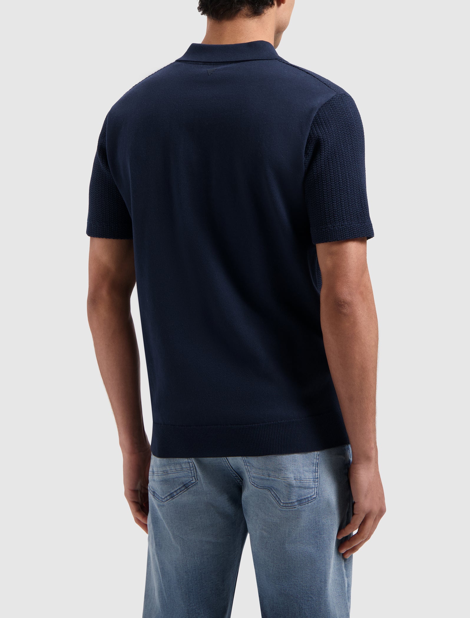 Braided Knitwear Polo | Navy