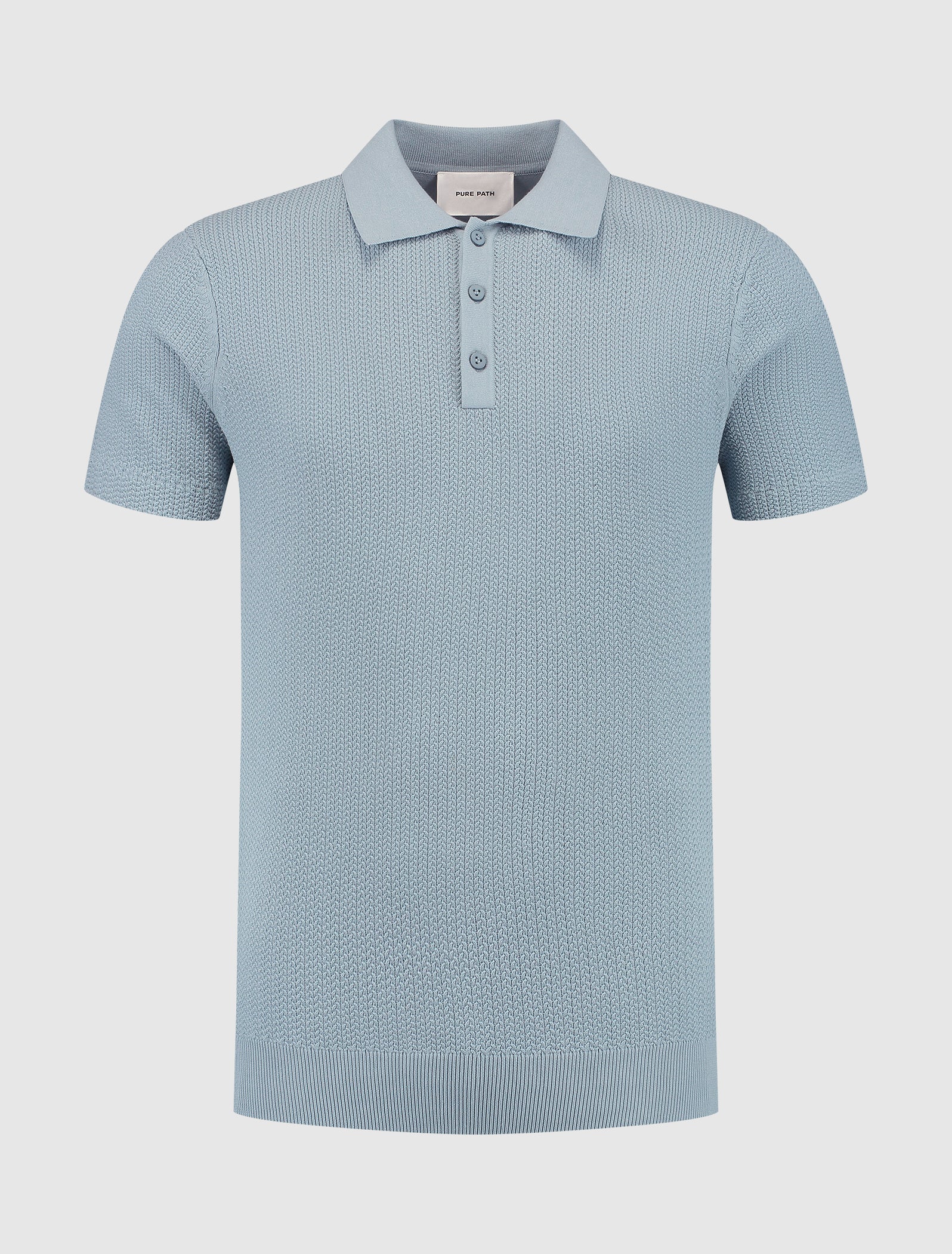 Braided Knitwear Polo | Blue Grey