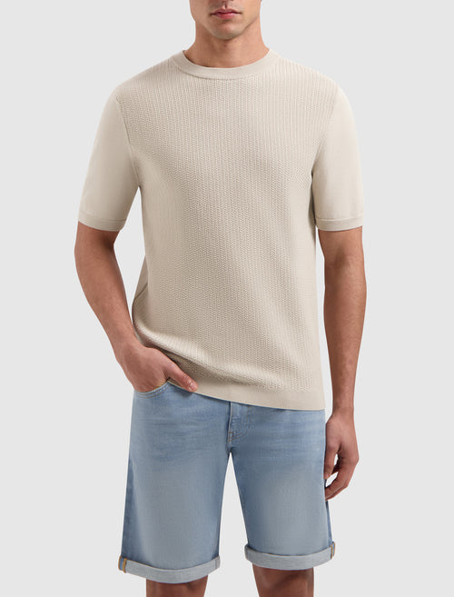 Braided Knitwear T-shirt | Sand