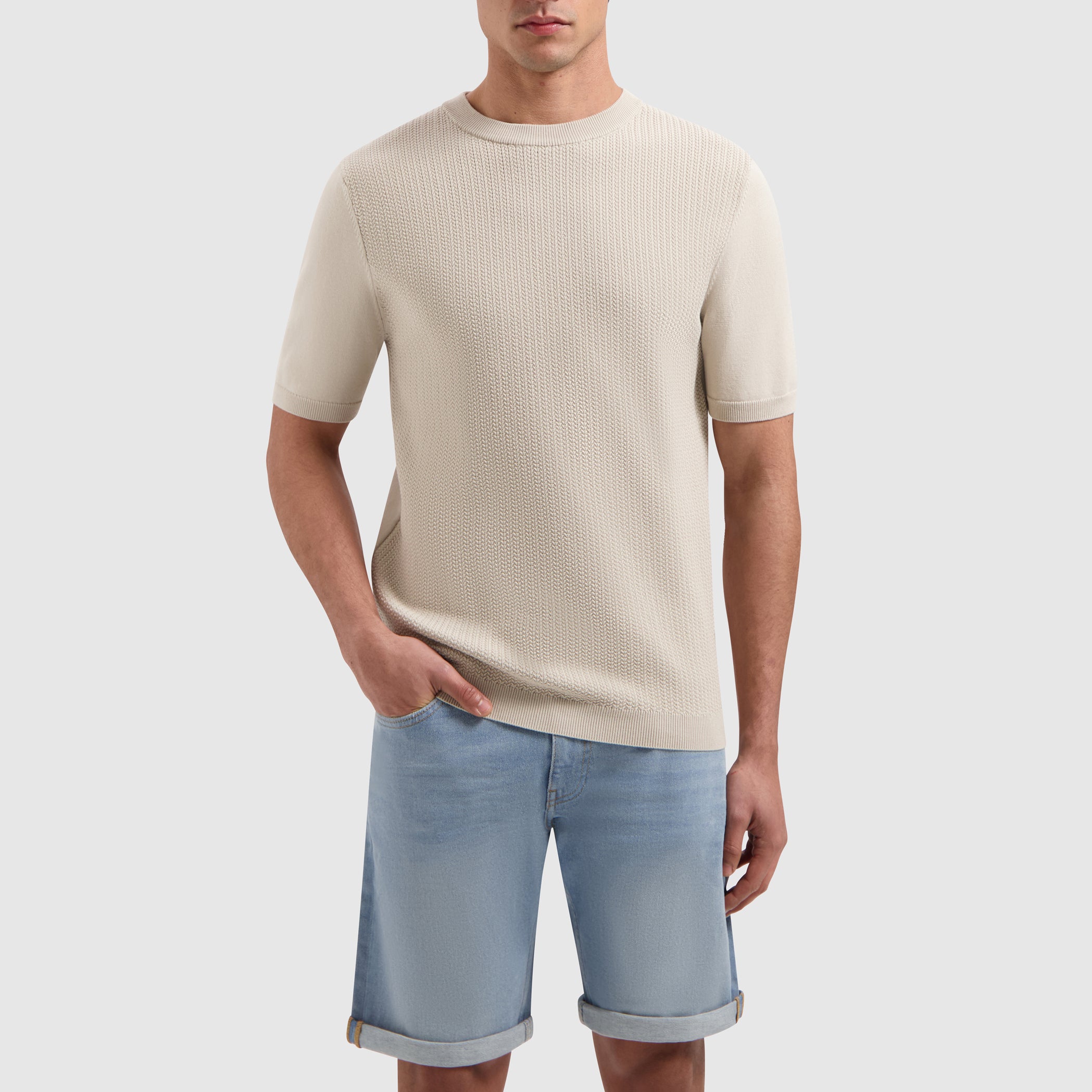 Braided Knitwear T-shirt | Sand