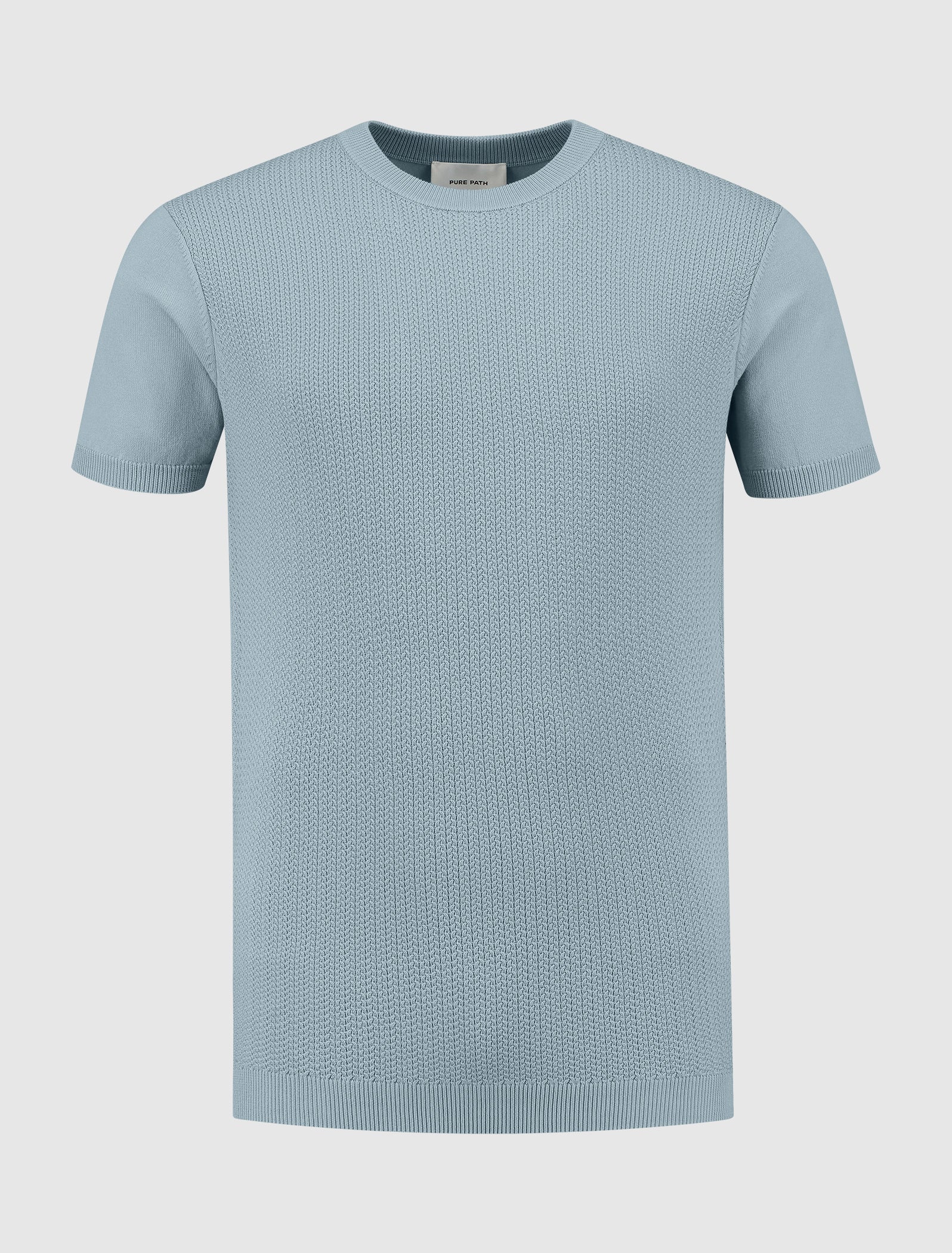 Braided Knitwear T-shirt | Blue Grey